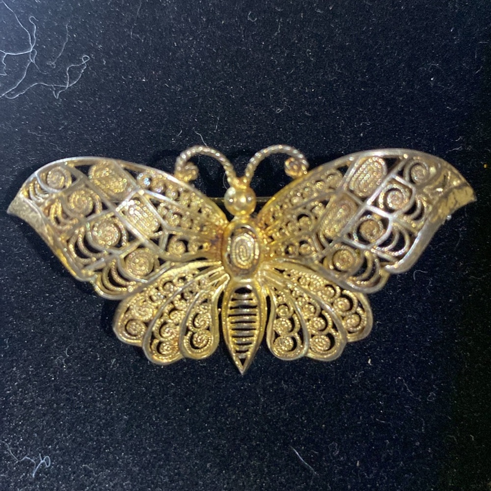 Vintage Gold Vermeil 925 Sterling Germany Butterfly Brooch